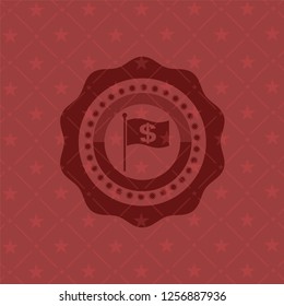 flag with money symbol inside icon inside red icon or emblem