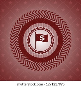 flag with money symbol inside icon inside retro style red emblem