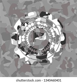 flag with money symbol inside icon inside grey camo texture