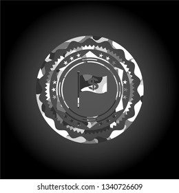 flag with money symbol inside icon inside grey camo texture