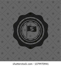 flag with money symbol inside icon inside dark badge