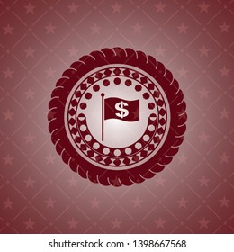 flag with money symbol inside icon inside red emblem