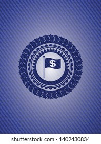 flag with money symbol inside icon inside emblem with jean high quality background