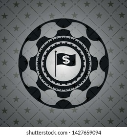 flag with money symbol inside icon inside retro style black emblem
