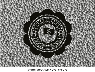 flag with money symbol inside icon inside black emblem with bubbles background. Vintage. Vector Illustration. Detailed. 
