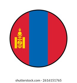 Flag of Mongolia. Black edge. Mongolia circle flag logo icon computer vector illustration design.
