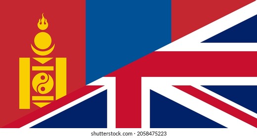 bandera de mongolia y británica. proporción 1:2