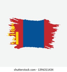 Flag of Mongolia with brush stroke effect, Mongolia flag template design. Vector Eps 10