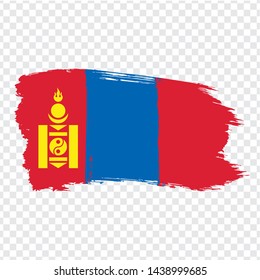 Flag of Mongolia  from brush strokes. Flag Mongolia on transparent background for your web site design, logo, app, UI. Stock vector. EPS10.