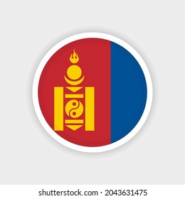 Flag of Mongolia with circle frame and white background