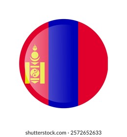 The flag of mongolia. Circle icon flag. Button flag icon. Standard color. 3d illustration. glossy circle badge	