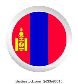 Flag of Mongolia. Circle flag icon logo. Round flag. Flag icon. Standard color. Digital illustration. Vector illustration.	