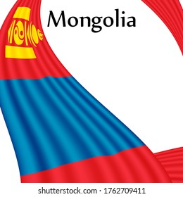 Flag of Mongolia country on white background.