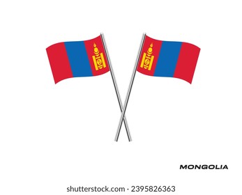 Flag of Mongolia, Mongolia cross flag design. Mongolia cross flag is isolated on white background. Vector Illustration of crossed Mongolia flags.