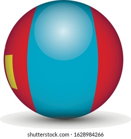 Flag of Mongolia in the form of a ball isolated on white background.
