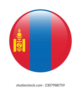 The flag of Mongolia. Flag icon. Standard color. Round flag. 3d illustration. Computer illustration. Digital illustration. Vector illustration.