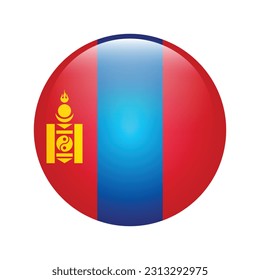 The flag of Mongolia. Flag icon. Standard color. Round flag. 3d illustration. Computer illustration. Digital illustration. Vector illustration.