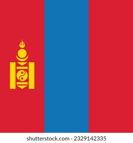 The flag of Mongolia. Flag icon. Standard color. A square flag. Computer illustration. Digital illustration. Vector illustration.