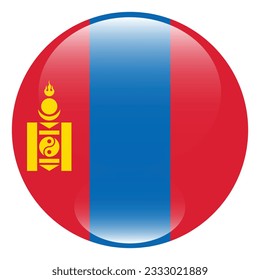The flag of Mongolia. Flag icon. Standard color. Circle icon flag. 3d illustration. Computer illustration. Digital illustration. Vector illustration.