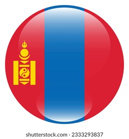 The flag of Mongolia. Flag icon. Standard color. Circle icon flag. 3d illustration. Computer illustration. Digital illustration. Vector illustration.