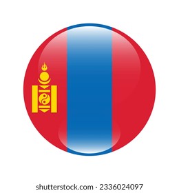 Flag of Mongolia. Mongolia flag icon. Standard color. Circle icon flag. 3d illustration. Computer digital vector illustration.