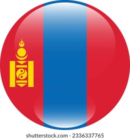 The flag of Mongolia. Flag icon. Standard color. Circle icon flag. 3d illustration. Computer illustration. Digital illustration. Vector illustration.