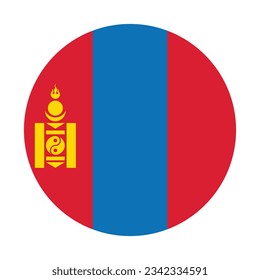 The flag of Mongolia. Flag icon. Standard color. Circle icon flag. 3d illustration. Computer illustration. Digital illustration. Vector illustration.