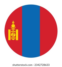 The flag of Mongolia. Flag icon. Standard color. Circle icon flag. 3d illustration. Computer illustration. Digital illustration. Vector illustration.