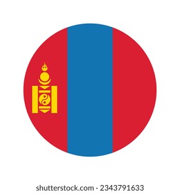 The flag of Mongolia. Flag icon. Standard color. Circle icon flag. 3d illustration. Computer illustration. Digital illustration. Vector illustration.