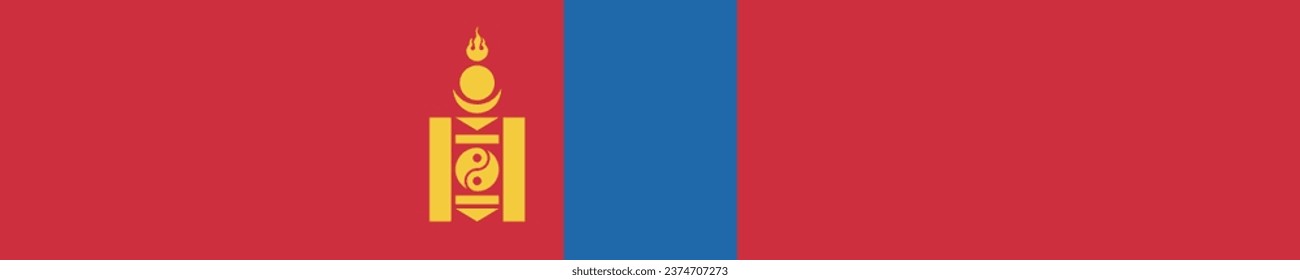 La bandera de Mongolia. Icono de marca. Color estándar. Una larga pancarta. Ilustración del equipo. Ilustración digital. Ilustración vectorial.