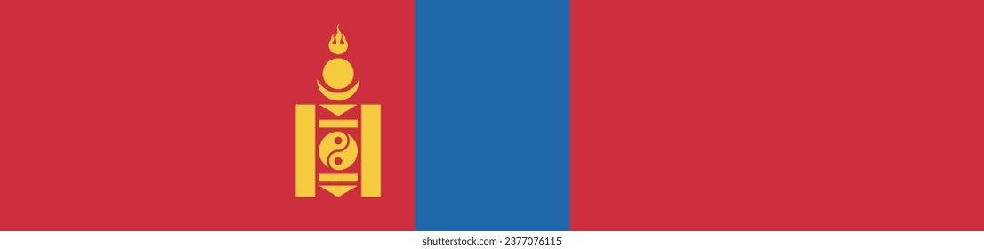 The flag of Mongolia. Flag icon. Standard color. A long banner. Computer illustration. Digital illustration. Vector illustration.