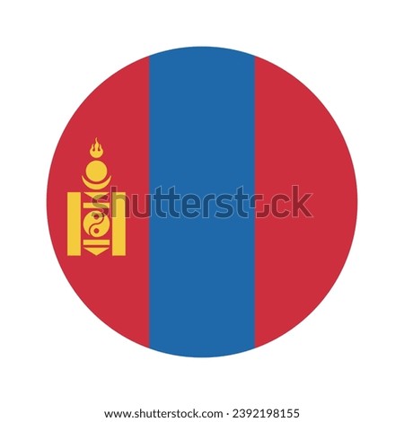 Flag of Mongolia. Mongolia flag icon. Standard color. Round flag. Computer illustration. Digital illustration. Vector illustration.