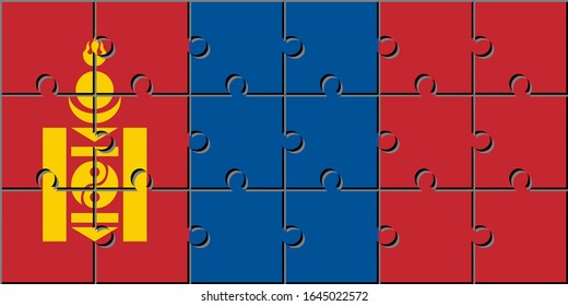 Bandera de mongolia hecha con piezas de rompecabezas