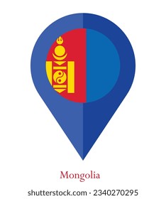 Flag of Mongolia, Flag of Mongolia Map pointer icon. Vector illustration flag pointer.