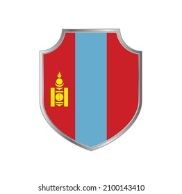 Bandera de Mongolia con marco de escudo metálico
