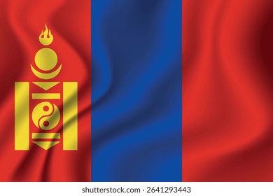 Flag of Mongolia. Mongolian national symbol in official colors. Template icon. Vector background.