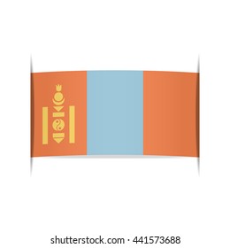 Flag of Mongolia. Mongolian flag. Vector illustration of a stylized flag. The slit in the paper with shadows. Element for infographics.