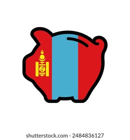 Flag of Mongolia, piggy bank icon, vector symbol.