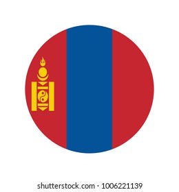 Flag of Mongolia as round glossy icon. Button with Mongolian flag.
