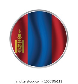 Flag of Mongolia as round glossy icon. Button with Mongolian flag.