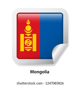 Flag of Mongolia. Round glossy sticker