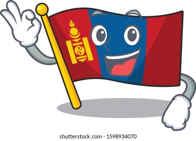 Flag mongolia Scroll mascot design making an Okay gesture
