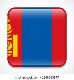 Flag of Mongolia. Square glossy badge