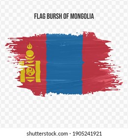 Flag Of Mongolia in texture brush  with transparent background, vector illustration in eps file