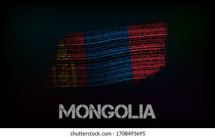 Flag of the Mongolia. Vector illustration in grunge style with cracks and abrasions. Good image for print
