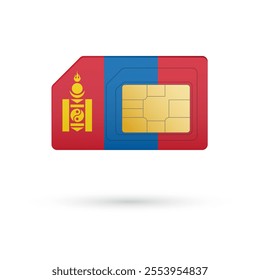 Flag of Mongolia. Vector illustration of SIM Card with flag on white background