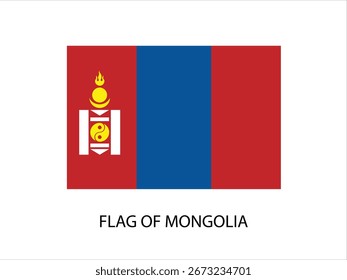 BANDERA DE MONGOLIA VECTOR, ILUSTRACIÓN TIPOGRAFÍA DE FONDO BLANCO