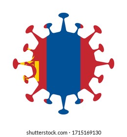 Flag of Mongolia in virus shape. Country sign. Vector illustration.