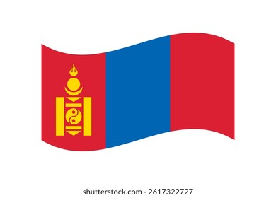 Flag of Mongolia. Mongolia wavy flag digital vector illustration. Fluttering flag.