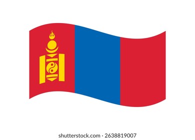 Flag of Mongolia. Mongolia wavy flag digital vector illustration. Fluttering flag.